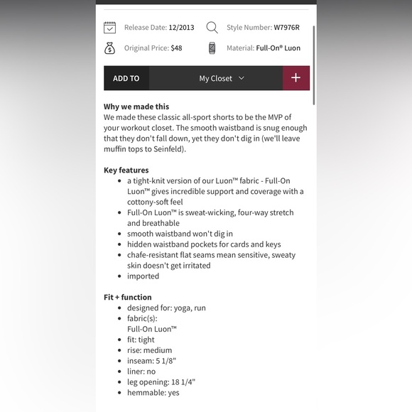 Lululemon-Groove Short- Sz 8- Reversible Bike Short- 5” Inseam- Black & White - Picture 11 of 11